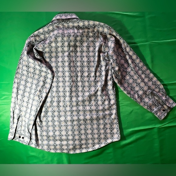 Club Room  Marco Polo .Dress Shirt Mens Medium 15-15 1/2 Beige & Green - Picture 11 of 16